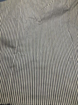 Vintage Dark Blue Stripe Ticking Fabric Feather Bed Cover 8,  Yrds 30”w