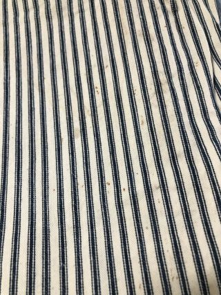 Vintage DARK Blue Stripe Ticking Fabric feather bed Cover 8,  yrds 30”w 2