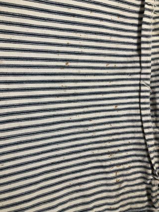 Vintage DARK Blue Stripe Ticking Fabric feather bed Cover 8,  yrds 30”w 3