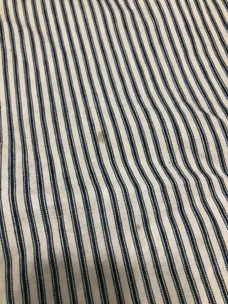 Vintage DARK Blue Stripe Ticking Fabric feather bed Cover 8,  yrds 30”w 4