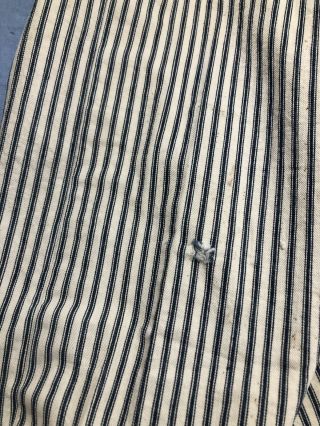 Vintage DARK Blue Stripe Ticking Fabric feather bed Cover 8,  yrds 30”w 6