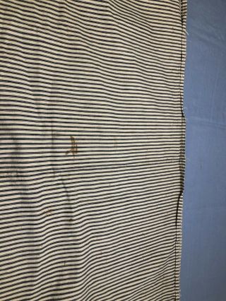 Vintage DARK Blue Stripe Ticking Fabric feather bed Cover 8,  yrds 30”w 7