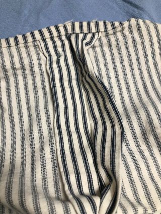 Vintage DARK Blue Stripe Ticking Fabric feather bed Cover 8,  yrds 30”w 9