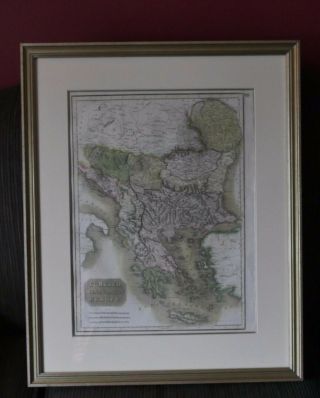 1852 Map Hand - Colored Custom Framed Large Antique Europe Ottoman Empire