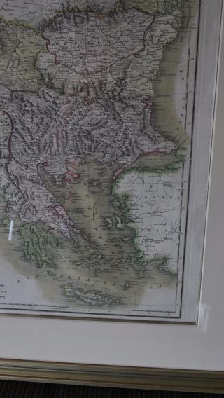 1852 Map Hand - Colored Custom Framed LARGE Antique Europe OTTOMAN EMPIRE 3