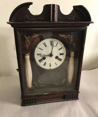 Antique French Bracket Clock With Orig Box 1850ish