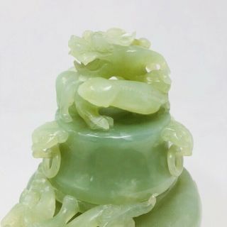 Vintage Antique Chinese Green Jade Carved Dragon Urn Bowl Jar Oriental China 4