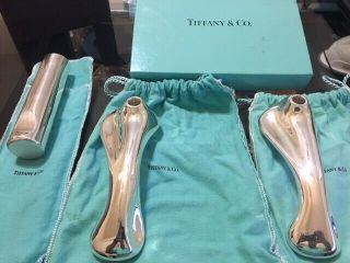 Pair - Tiffany & Co.  Sterling Silver Candlestick Candle Holders & Bud Vase