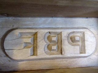 Primitive LG Carved Wood Wooden Farmhouse Brick Butter Mold Initials PBF 2