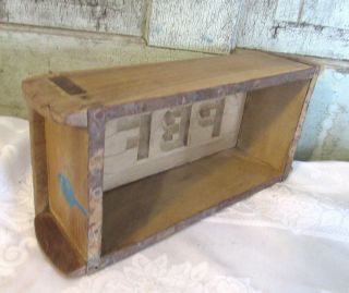 Primitive LG Carved Wood Wooden Farmhouse Brick Butter Mold Initials PBF 3