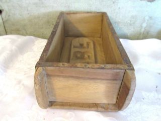 Primitive LG Carved Wood Wooden Farmhouse Brick Butter Mold Initials PBF 7
