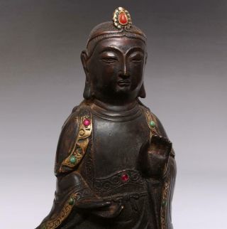 Perfect Old Antique Chinese Bronze Manjusri Buddha Statue - 27cm 11