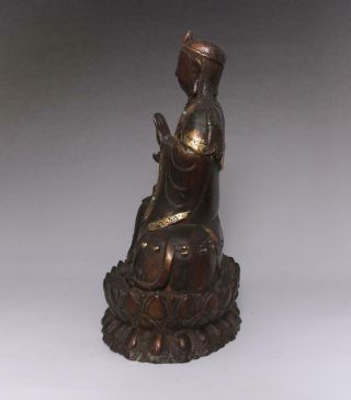 Perfect Old Antique Chinese Bronze Manjusri Buddha Statue - 27cm 2