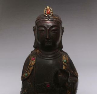 Perfect Old Antique Chinese Bronze Manjusri Buddha Statue - 27cm 6