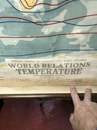 Vintage 1943 Map Rare World Relations Temperature Decoyer Geppert July January 5