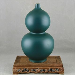 9.  2 " Chinese Porcelain Malachite Green Glaze Cucurbit Gourd Bottle Vase Jar Flask