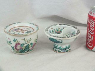 19th C Chinese Porcelain Famille Rose Type Stem Bowl & Box And Cover