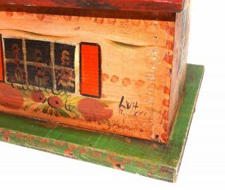 Shabby Primitive Cottage Chic Handmade Wooden Tole Painted Folk Art Birdhouse 3