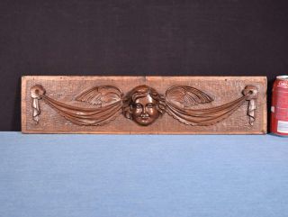 21 " French Carved Architectural Panel Solid Walnut Salvage With Face