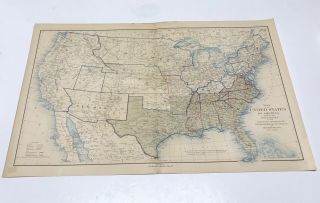 Antique Civil War Map Dec.  31,  1863 Usa Union & Confederate Boundaries