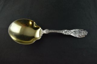 Gorham Paris Sterling Silver Vegetable Serving Spoon W/ Gold Wash & Mono 8 - 7/8 "