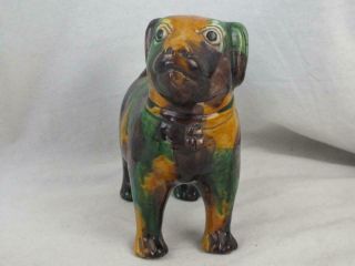 19TH C CHINESE PORCELAIN SANCAI MODEL OF A PUPPY DOG 2