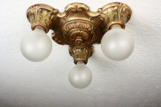 Antique Vintage 30 ' s ART DECO Ceiling Light FIxture CHANDELIER 2 AVAILABLE 4