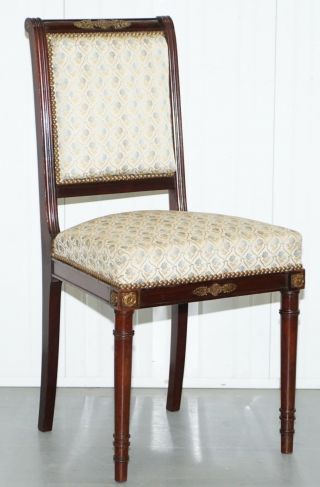 VINTAGE FRENCH EMPIRE MAHOGANY NAPOLEON STYLE DINING CHAIRS PAIR ORMOLU MOUNTS 2