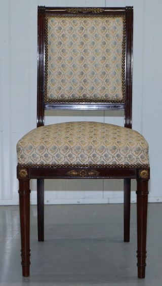 VINTAGE FRENCH EMPIRE MAHOGANY NAPOLEON STYLE DINING CHAIRS PAIR ORMOLU MOUNTS 3