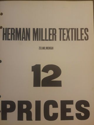 1963 Herman Miller Textiles By Alexander Girard Vintage Price List