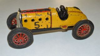 9 3/8 " Cast Iron Race Car With Lifting Hood Paint Wow