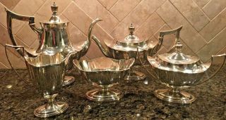 Vintage Gorham Plymouth Sterling Silver Tea Set Five Piece Set - J.  E.  Caldwell