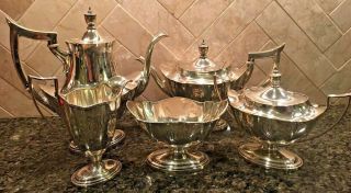 Vintage GORHAM PLYMOUTH Sterling Silver Tea Set Five Piece Set - J.  E.  Caldwell 9