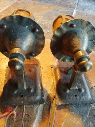 2 Antique Mission,  Arts and Crafts Sconce,  crackle shades 1 4