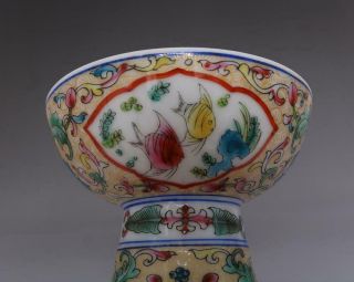 OLD FINE CHINESE FAMILLE ROSE PORCELAIN HIGH BOWL QIANLONG MARKED (E115) 8