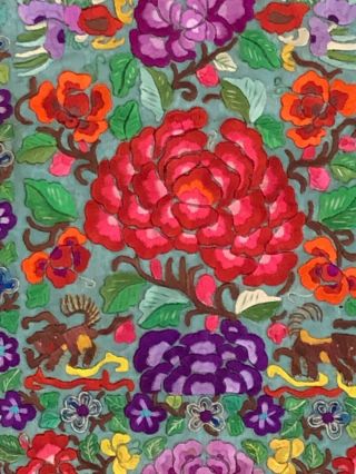 Chinese Vintage Embroidery - Brightly Colored Wedding Panel Folk Art 4