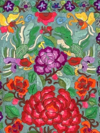 Chinese Vintage Embroidery - Brightly Colored Wedding Panel Folk Art 5