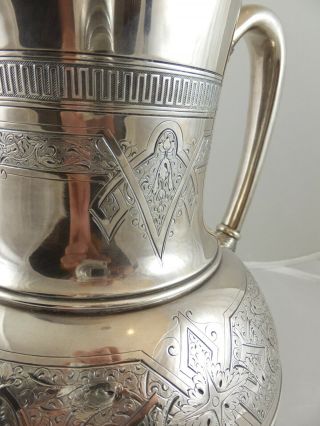 Tiffany Moore Period Gothic Engraved Sterling Pitcher 1866 153 years old 12
