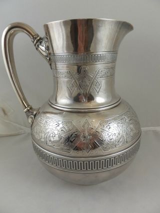 Tiffany Moore Period Gothic Engraved Sterling Pitcher 1866 153 Years Old