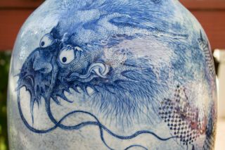Chinese Blue & White Porcelain Dragon Vase Lamp 8