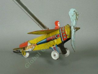 Vtg Unique Art Sky Rangers Blimp Airplane Tin Litho Wind - Up Toy See Video 7