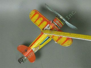 Vtg Unique Art Sky Rangers Blimp Airplane Tin Litho Wind - Up Toy See Video 8
