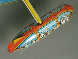 Vtg Unique Art Sky Rangers Blimp Airplane Tin Litho Wind - Up Toy See Video 9
