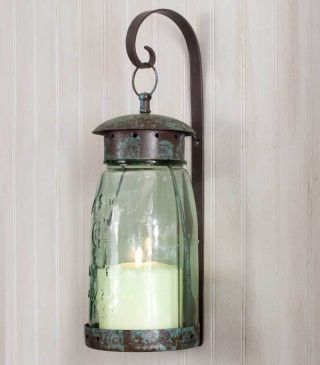 Country Hanging Mason Jar Candle Wall Sconce