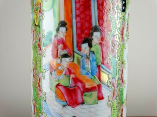 Antique Chinese Porcelain Sleeve Vase Canton Famille Rose 19th Century 25cm 3