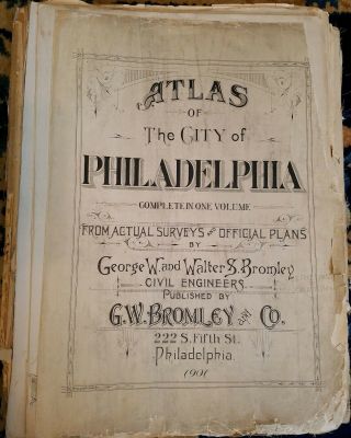 Vintage Philadelphia Atlas.  G.  W.  Bromley & Co 1901.  Wear And Losses.