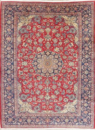 VINTAGE Traditional Floral Persian RED BLUE Area Rug Oriental Hand - made 9 ' x12 ' 2