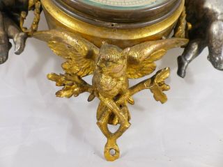 Antique French Barometer 19TH Gilded & Silverplated Putti Owl Theme RARE Bronze? 7