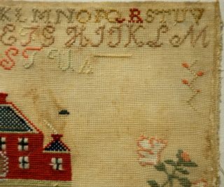 MID/LATE 19TH CENTURY RED HOUSE,  HUSBAND & WIFE & MOTIF SAMPLER - c.  1870 7