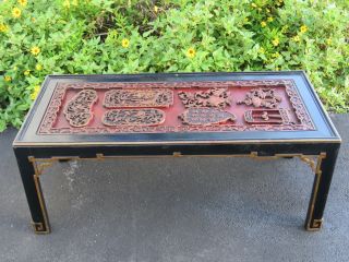 Chinese Chippendale Early 1900s Oriental Heavy Hand Carved Coffee Table 9245